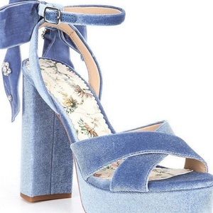 Antonio Melani x Nicola Bathie Lila Velvet Bow Detail Platform Dress Sandals 9.5